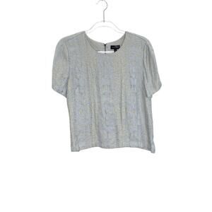 The Limited Womens Large Blue Beige Top Damask Snake Pattern Exposed Zipper